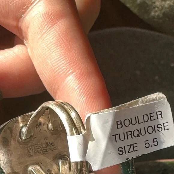 Navajo Boulder Turquoise Sterling Silver Ring by Scott Skeets - Picture 5 of 6